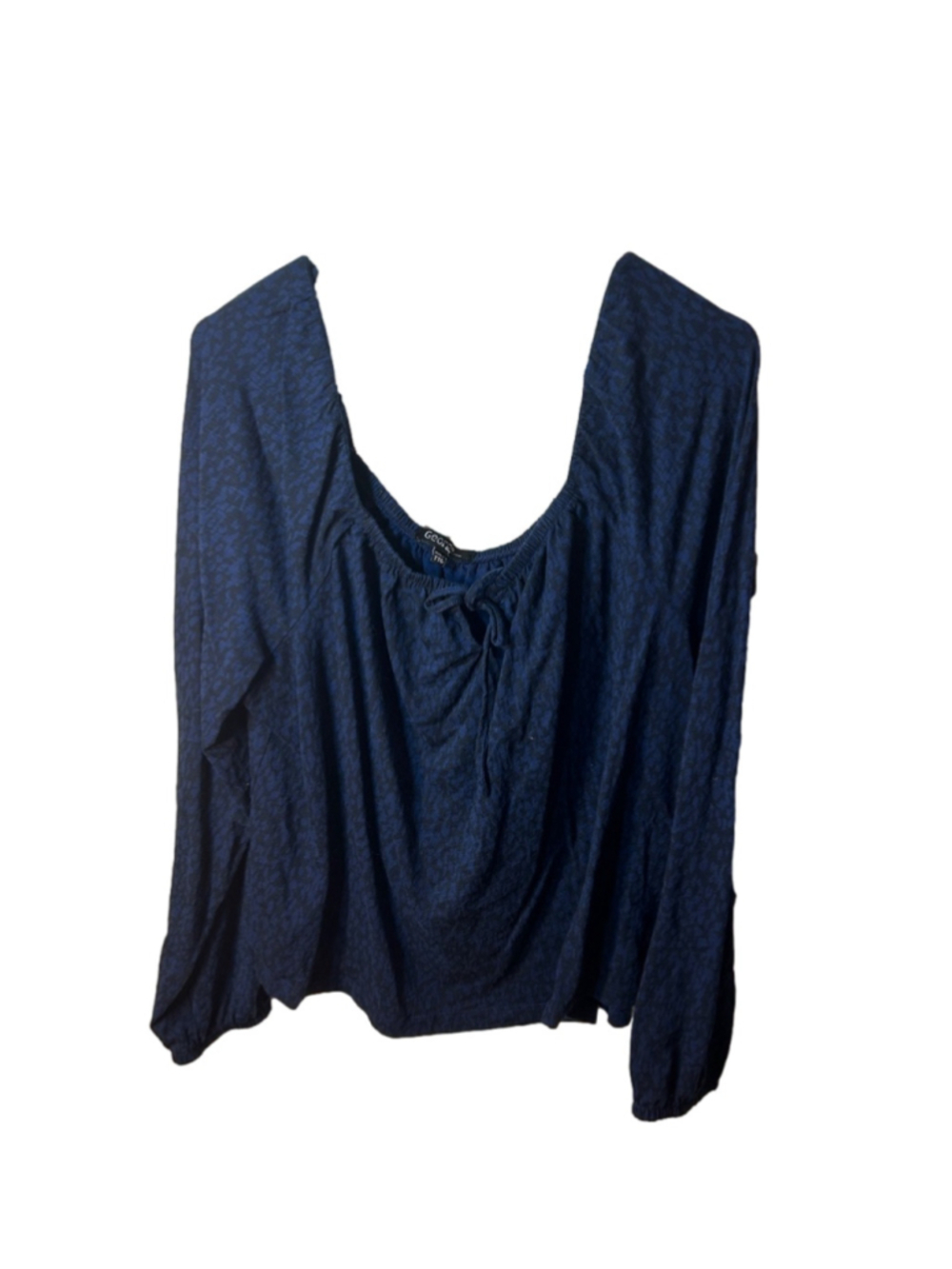 George Navy Blue watercolour Off Shoulder Square Neck Long Sleeve Top size XXL